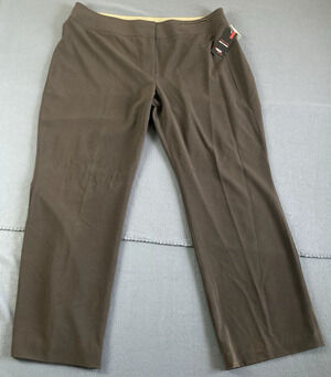Dalia Collection Comfort Stretch Pant Women's 22 Chocolate Faux Zip Pocket NWT